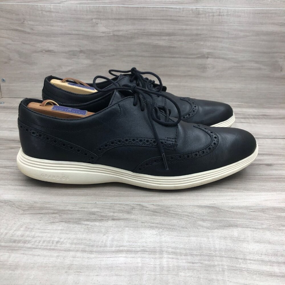 Cole Haan Shoes Mens 10.5M Grand Tour Grand OS Black Wingtip Leather Derby